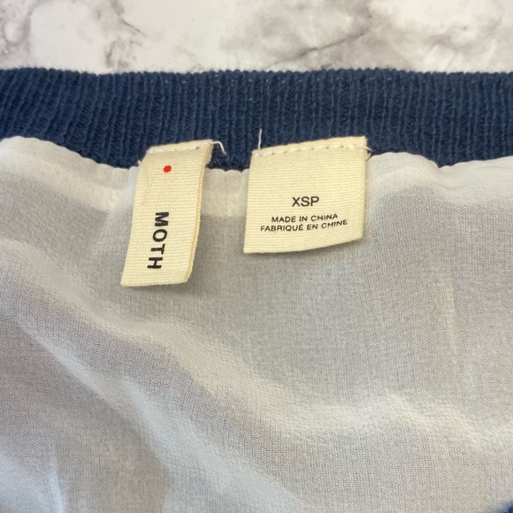 Anthropologie MOTH Navy Blue Sleeveless sweater attached MultiColor Lace Small - Picture 14 of 17